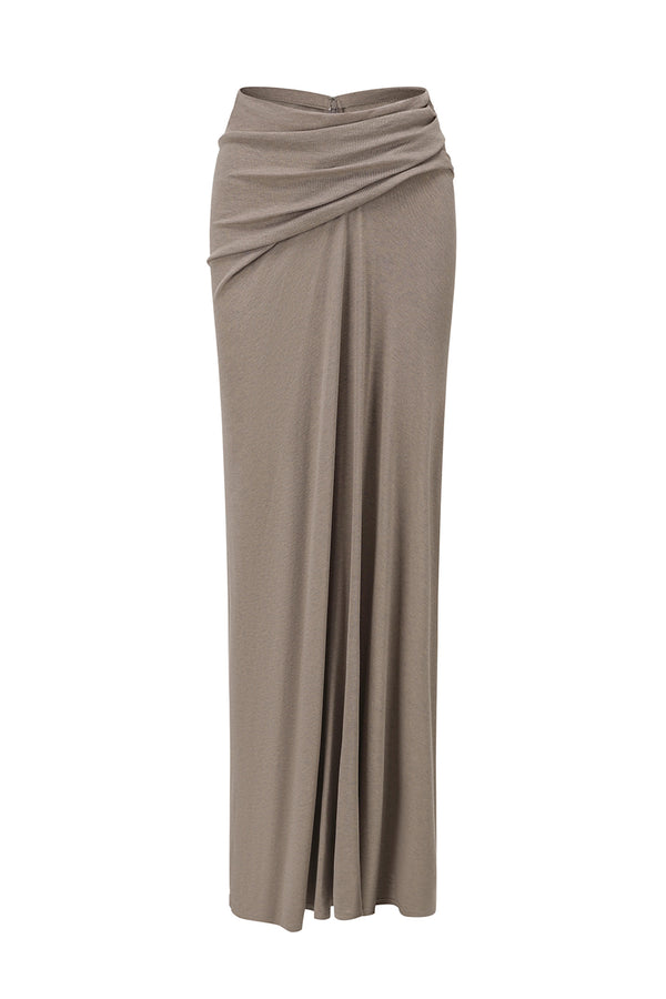 OUDE WAAG 25 Autumn and Winter Printed Draped Knitted Ribbed Skirt OW-OW-25AW-SK03T2GY830-KWH Mineral Gray